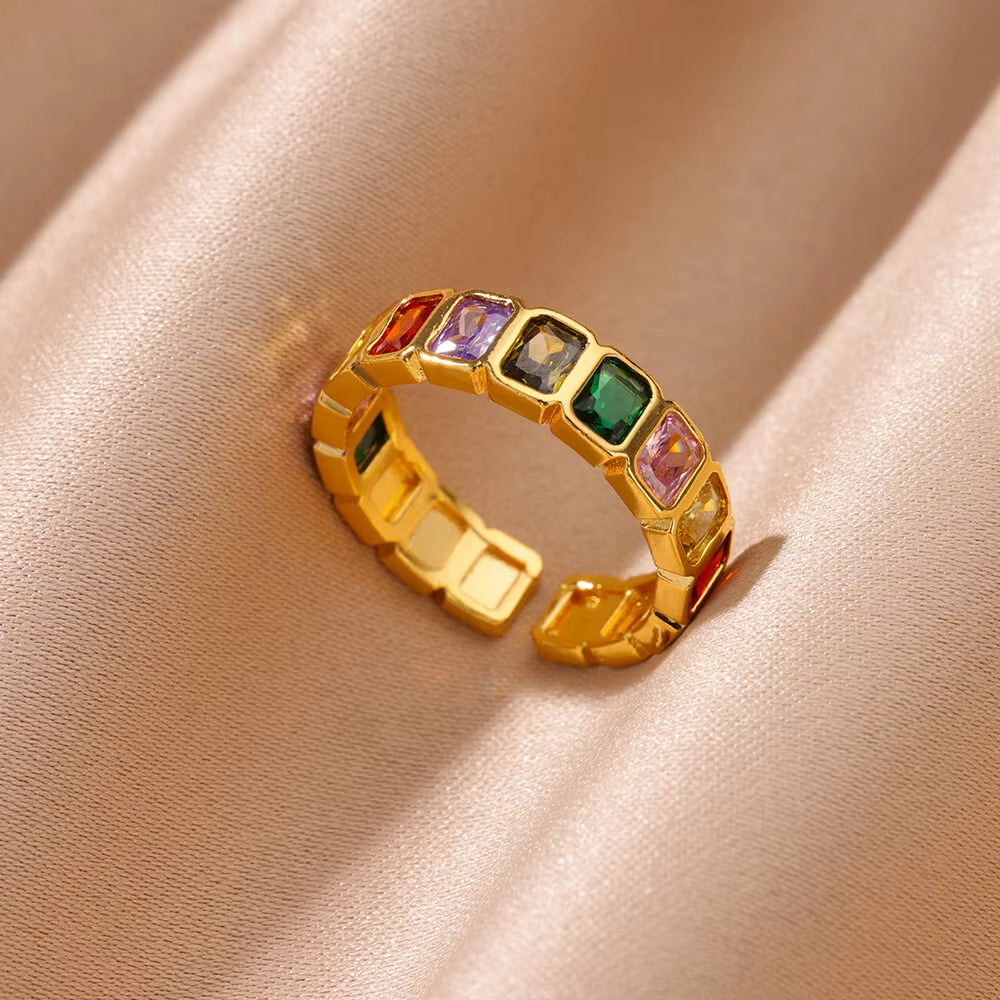 Rainbow Zircon Ring