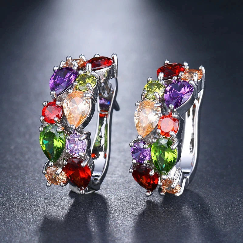 Wholesale Luxury Rose Gold Color Earrings Flash CZ Zircon Ear Studs Colors Earrings Women Cheap Brincos