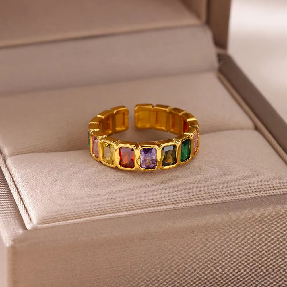 Rainbow Zircon Ring